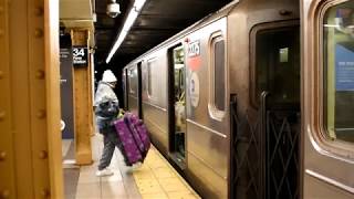 MTA NYCT: R62A (1) & R62A/R142 (2) Train action at 34 St Penn Station