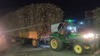 Over Loaded sugar cane (50tan) John Deere 5310 Over Loaded trolley 💪#tractor tractor 🚜