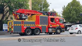 SAMFS Scania P400 Aerial Combination Pumping Appliance Adelaide #203 driving through the city