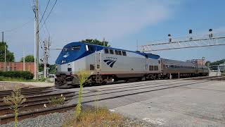 Amtrak #80 Carolinian departs Raleigh Union Station on July 30th 2021 10:24am on a sunny day.