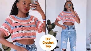 How To Crochet A Raglan Top-Down Top / Crochet T-shirt ALL SIZES  #crochet #crochettops #häkeln