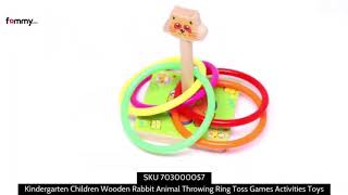 Kindergarten Children Wooden Rabbit Animal Throwing Ring Toss Games Activities Toy, Size: 9*9*14.7cm