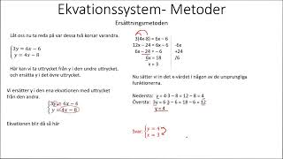 Ekvationssystem - Ersättningsmetoden (Del 2)