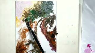 Stone Trail in Forest/ Easy Expressive Acrylic Painting Tutorial For Beginners Step By Step #413