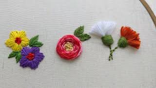 VERY EASY AND SIMPLE LITTLE FLOWERS EMBROIDERY FOR BEGINNERS.