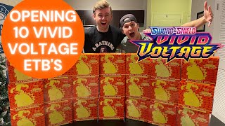 Opening 10 Pokemon Vivid Voltage Elite Trainer Boxes - 80 Packs!!!!! (Feat PokaTrav)