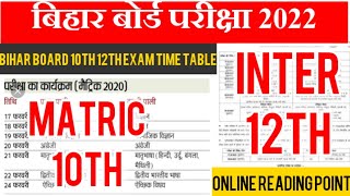 bihar board exam date 2022 | bihar board 12th exam date 2022 | bihar board 10th exam date 2022 |