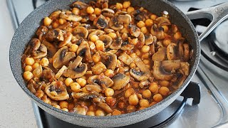 SARTÉN DE GARBANZOS CON CHAMPIÑONES. SE COME CALIENTE O FRÍO!