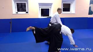 Айкидо Ивама Рю. Ёкоменучи иккё ура кинонагаре. Aikido Iwama Ryu. Yokomenuchi ikkyo ura kinonagare .