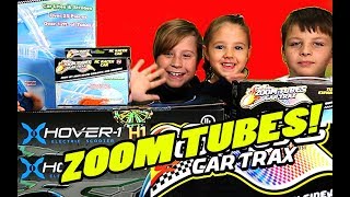 ZOOM TUBES Car Trax + HOVER-1 Hoverboard Toy Review