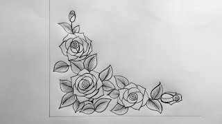 Rose Flower Corner Design | Border Design | Rose Drawing