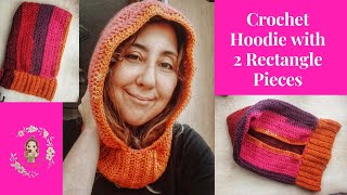 Crochet Simple Hoodie with 2 Rectangle Pieces / Beginner Friendly Tutorial