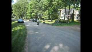 Grandpa riding Mitchell's motorcycle