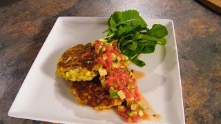 Learn to Cook Vegetarian  Sweet Corn Fritters with Avocado Salad