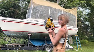 cutting apart my sister's boat