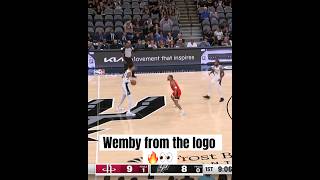 Wemby Hits from the LOGO! Crazy Range! 🔥#victorwembanyama #wemby #spurs #nbahighlights #fyp #shorts