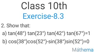 Class 10th Chapter-8 | Exercise-8.3 Q-2 | Trigonometry # Máthema#class10#ncert