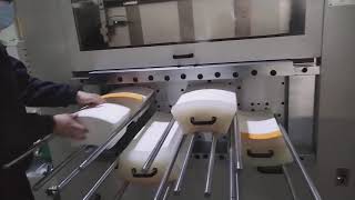 Paper Cup Fan Roll Die Punching Machine working in customer's factory