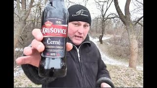 Пьём пиво "Krusovice" тёмное после водки "Первак" на природе...