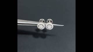 Round Halo Stud Diamond Earrings