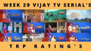 WEEK 29 VIJAY TV SERIAL'S TRP RATING'S (U+R)🔥 | TAMIL | 2022 | VIJAY TELEVISION | SERIAL UPDATES