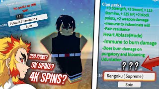 ROBLOX PROJECT SLAYERS GETTING NEW SUPREME CLAN RENGOKU SCRIPT |  HOW MUCH SPINS WILL IT TAKE? |