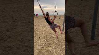 Flying across the beach 🧚‍♀️ #ninja #travelingrings #musclebeach #vabeach