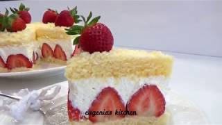 Клубничный торт / бисквитный торт с нежным кремом / strawberry cake / Erdbeertorte