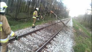 25/2021 Przewrócone drzewo na torach (Laski) [Helmet Cam]