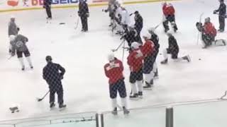 Ovi's son with birthday baloons for his dad