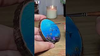 Blue Ocean Fish Aquarium Painting On Wooden Piece | Wood Art Of Blue Ocean Fish Aquarium #shorts