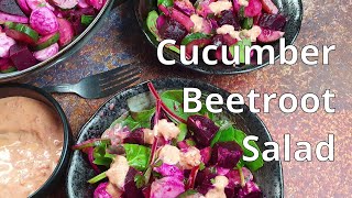 Cucumber and Beetroot Salad with Roast Capsicum Yogurt Dressing