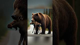 a man saved a baby moose from aggressive bear  #shorts #trending  #viralvideo  #short #youtubeshorts