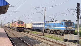 WAP4 Overtakes WAG7 || Route Diverted Azimganj Kaviguru Express Overtaking WAG7 Hauled HCPV at MPS..