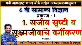 8 वी | सा. विज्ञान | प्र.1 सजीव सृष्टी व सूक्ष्मजीवांचे वर्गीकरण | वर्ग आठवी | मराठी माध्यम | Video1