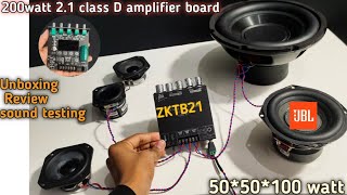 200watt 2.1 Class D Amplifier- Wuzhi ZK-TB21 unboxing Assembly & sound testing 😮.