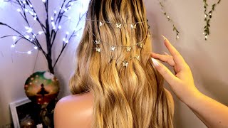 ASMR Princess Hair Brushing & Tracing & Dividing ✨ Back Scratching 💋 Whispering