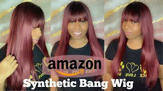 Wine Red/Burgundy Synthetic Bang Wig