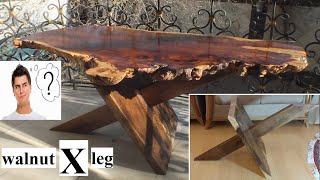 Live Edge Coffee Table(part 1): Making Walnut X Leg  #liveedgeslab #slabtable #coffeetable