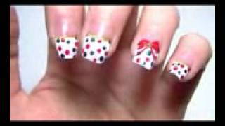 Simple Holiday Nail Art  Red and Green Polka Dot Tutorial