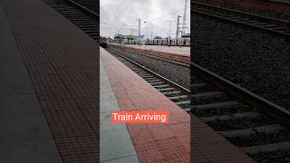 Train arriving at A Peaceful Indian Railway station.Train Travel. Rural people lifestyle. Village