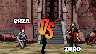 Zoro Vs Erza one piece x fairy tail fights / mugen