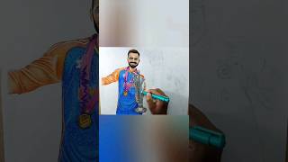 How to draw Virat kohli & Rohit sharma holding trophy 🏆 #creativeart #drawing #shorts #howtodraw