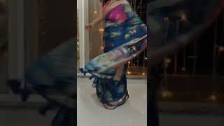 Teal blue printed saree with Pink silk sleeveless blouse | How to drape a saree? #sareehaul