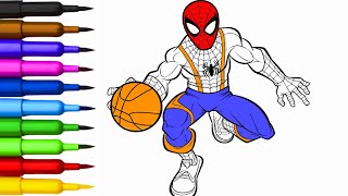 Spidey Basketbal Painting | Spiderman colouring video