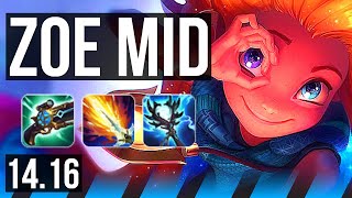 ZOE vs YONE (MID) | 14/2/11, 50k DMG, Legendary, Rank 15 Zoe | BR Grandmaster | 14.16