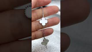 Custom Made Van Cleef Arpels Vintage Alhambra Bracelet 18K White Gold White Mother Of Pearl