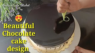 Chocolate cake decoration/Floral cake decorating ideas/Simple cake design/Chocolate cake design