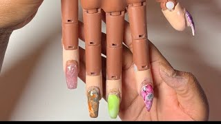 Beginner Friendly | 4 Different Marbling Techniques On Acrylic Nails