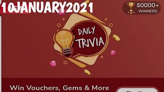 Flipkart Daily Trivia Quiz Answers Today 10January2021